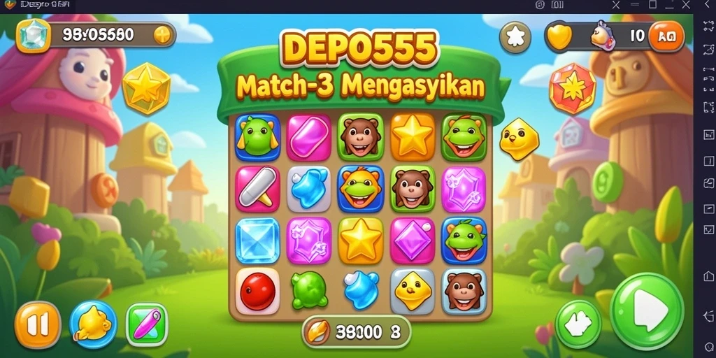 Tampilan gameplay DEPO555 yang menarik dan penuh warna.