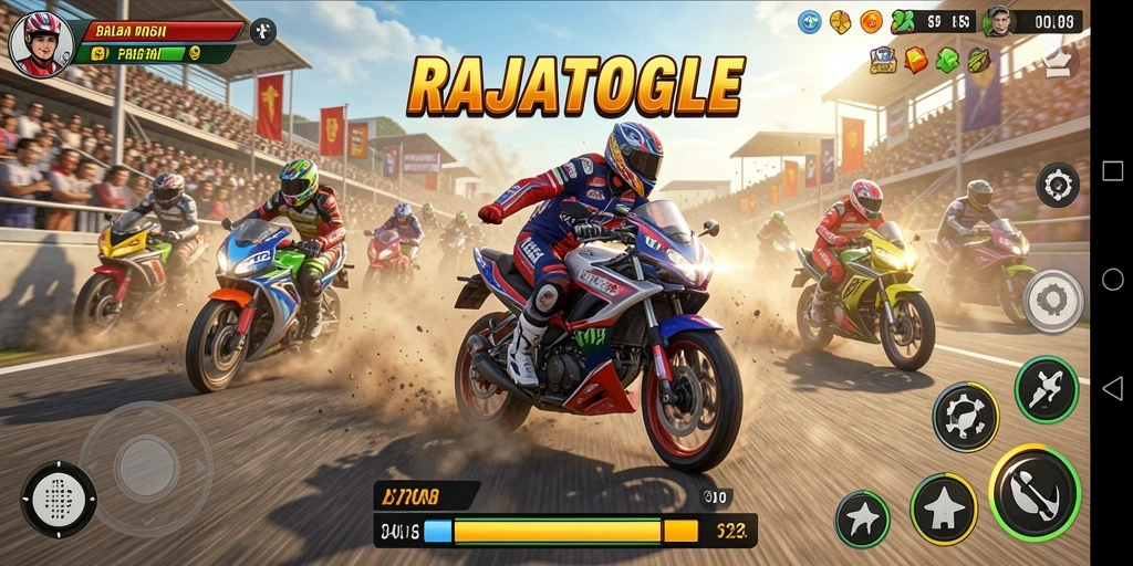 Gameplay mendebarkan dalam balapan motor RAJATOGEL.